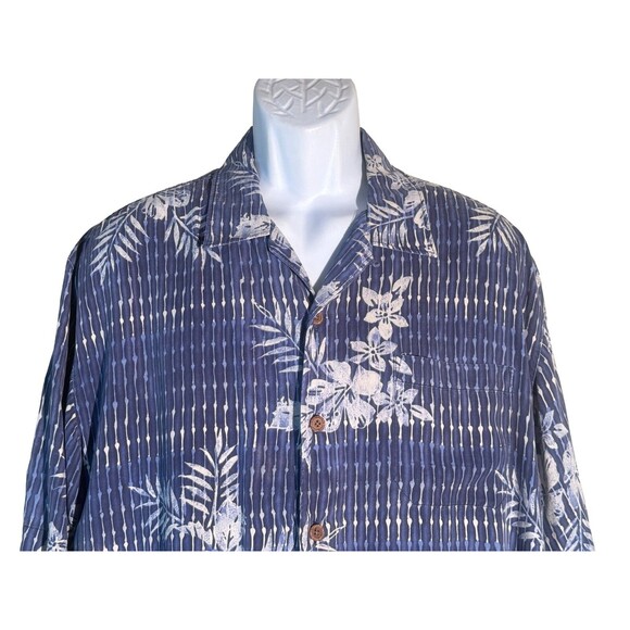 TOMMY BAMAHA Men's Short Sleeve Button Down Floral Silk Shirt Blue XL - Picture 2 of 6